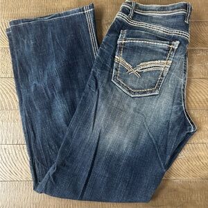 BKE Tyler Men’s Blue Straight Jeans with Vintage Wash size 34L